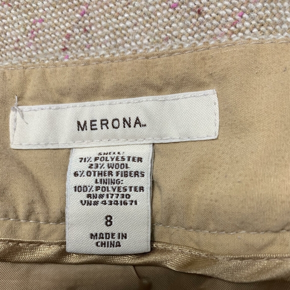 Merona sz 8 Tan & Pink Specks Wool Blend Skirt - Picture 5 of 5
